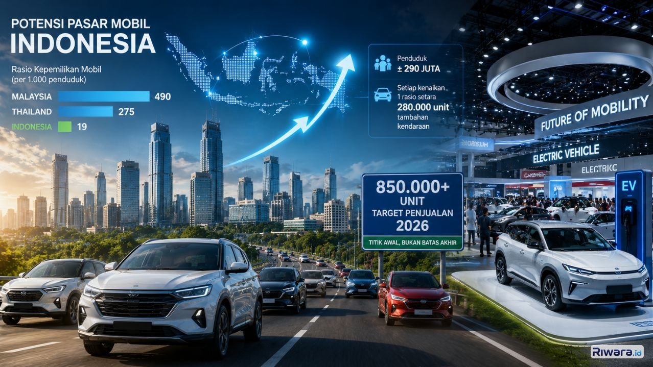 Deretan mobil modern melintas di kawasan perkotaan dan dipamerkan dalam ajang otomotif mencerminkan besarnya potensi pasar kendaraan nasional Pemerintah menilai rendahnya rasio kepemilikan mobil di Indonesia